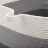 Gray and white striped woven storage basket, large-capacity household organizing basket, living room and bedroom storage basket Application Scenario